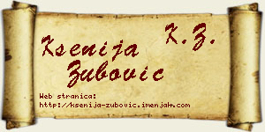 Ksenija Zubović vizit kartica